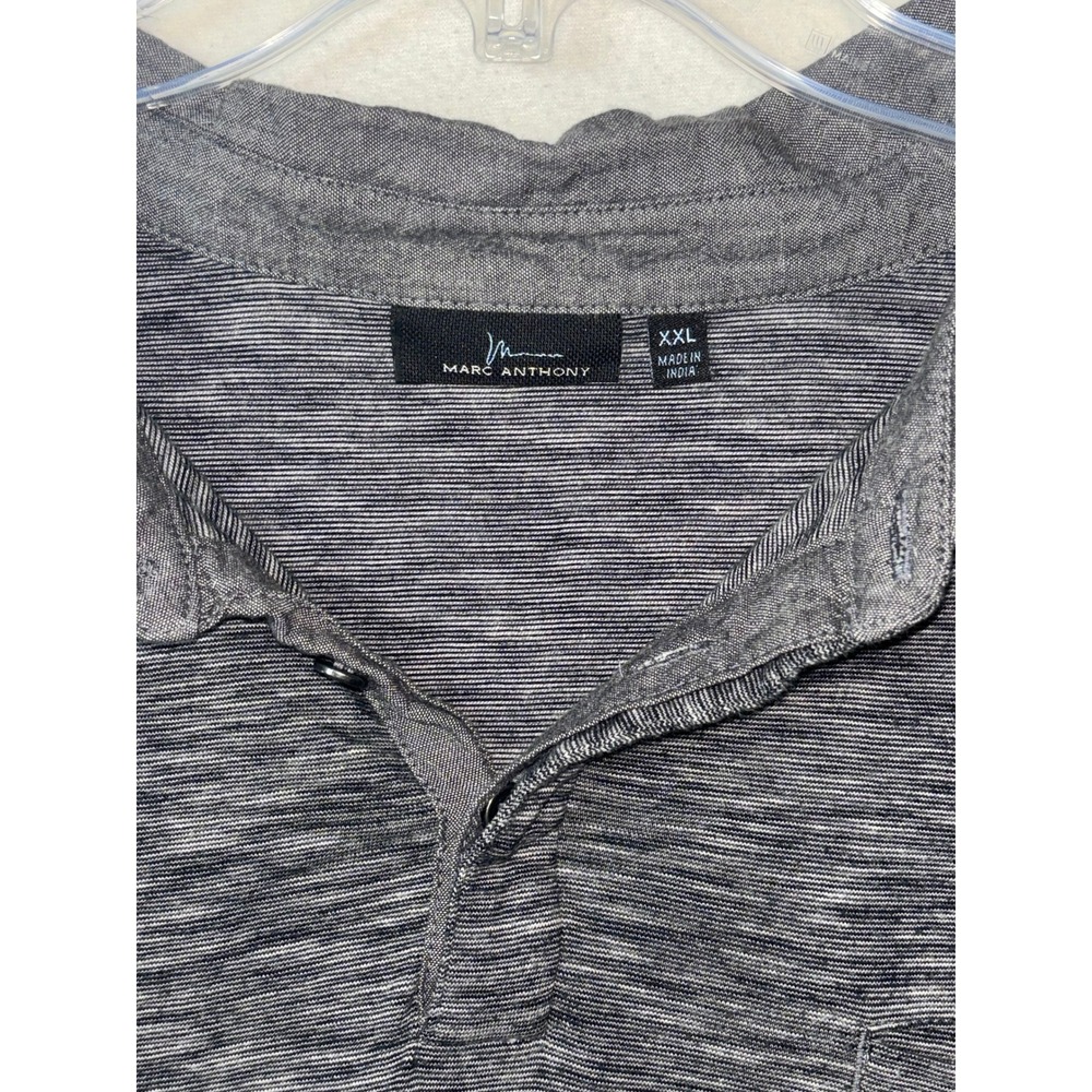 Polo Shirt Marc Anthony Mens XXL‎ Grey Space Dye Short Sleeve Knit Chest Pocket - Picture 2 of 3